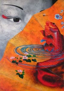 Voir le détail de cette oeuvre: geisha  carpe koi 